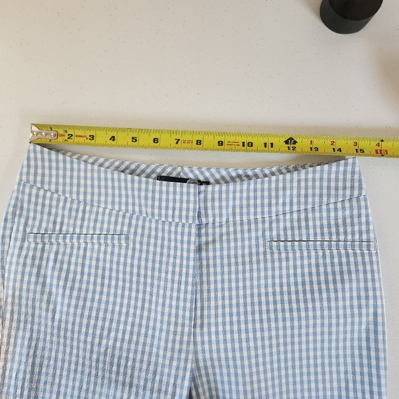 Atelier Gardeur Blue Ginhgam Check Mid Rise Pants Size 36 Medium Long Tall - Picture 8 of 11